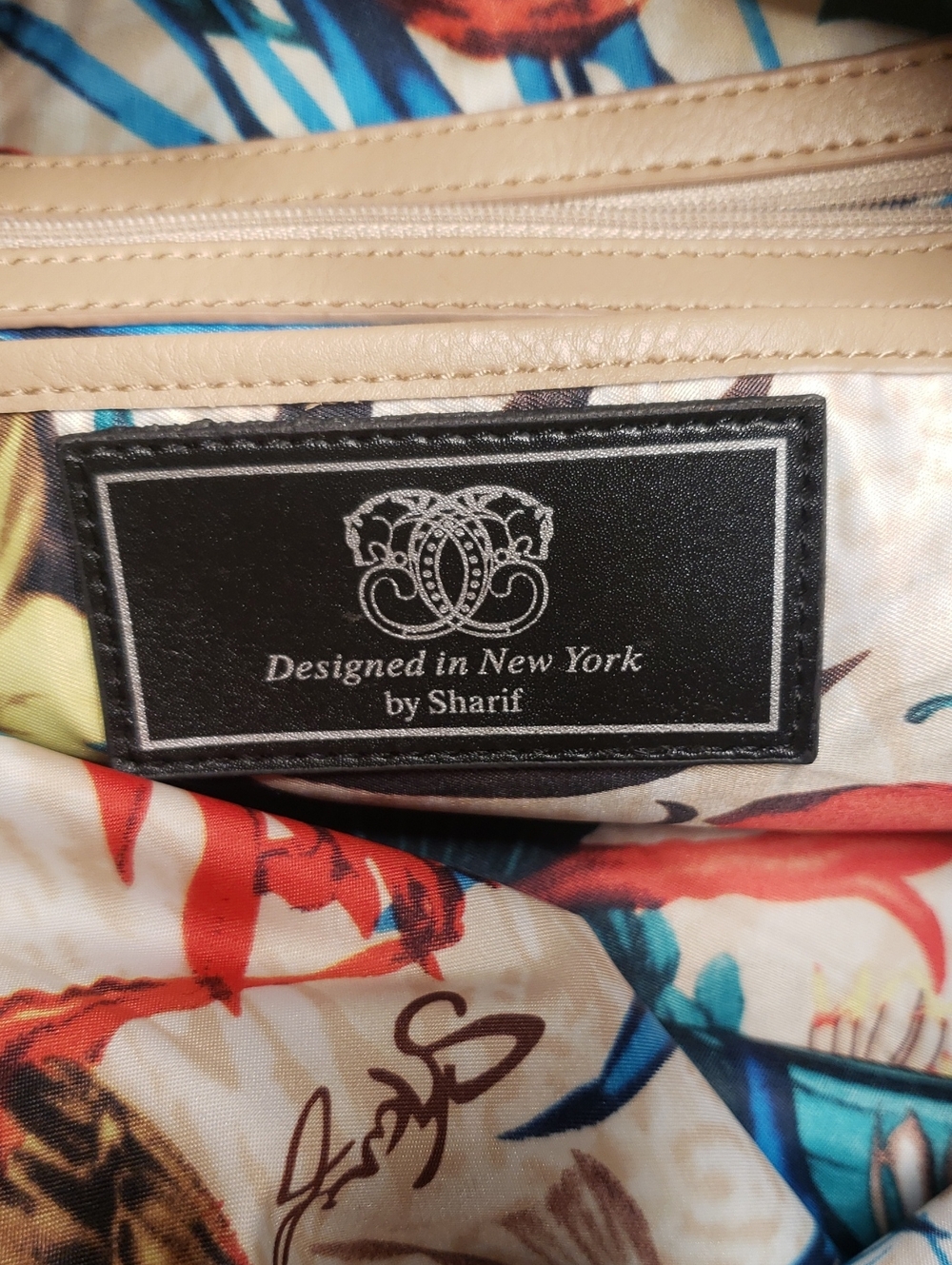 Sharif Sunflower Print Canvas & Leather Crossbody Tote (Retail $260) - Picture 11 of 12